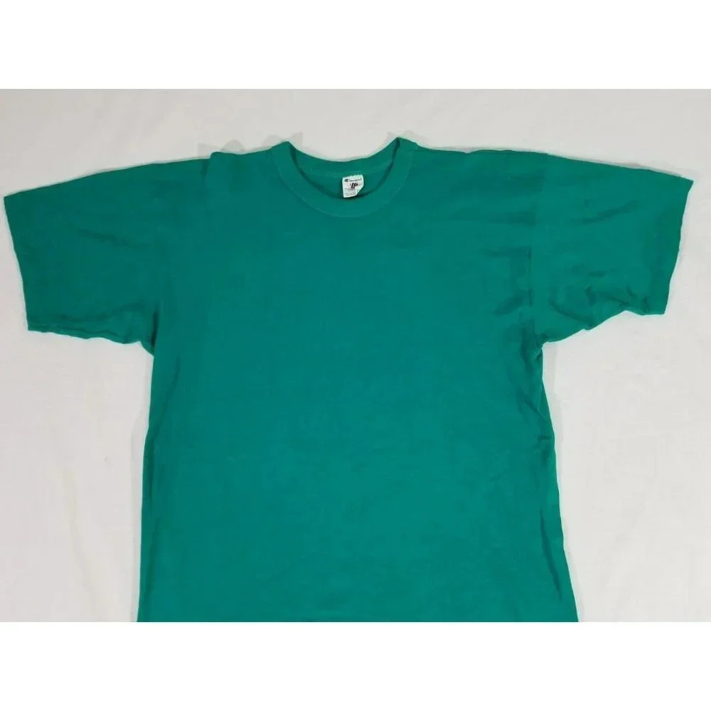 Vintage Champion 90's 100% Cotton Single Stitch Teal Blue USA Made Shirt Mens L - Picture 3 of 7